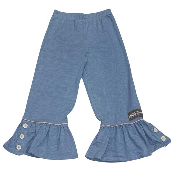 Matilda Jane Sz.6 Bright Lights Blue Ruffle Stretch Bell Bottom Pants Cotton - Picture 1 of 10
